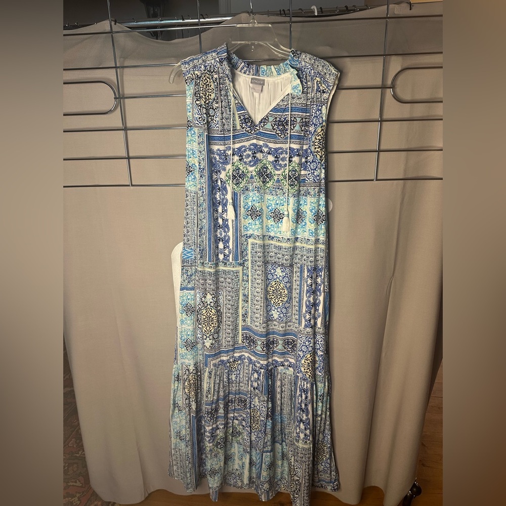 Chicos women’s blue pattern short dress